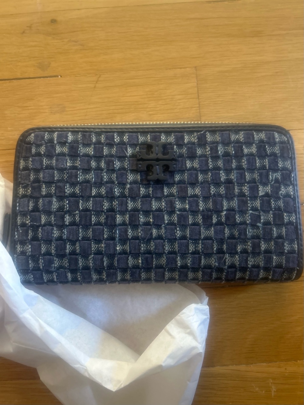 Tory Burch Denim Zip Continental Wallet